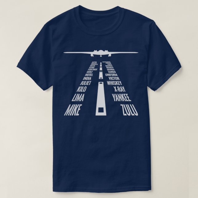 Flygande B2 Bomber Pilot Phonetic Alphabet Runway  T Shirt (Design framsida)
