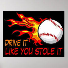 Flygande Baseball Boll i Flames med en fantisk cit Poster