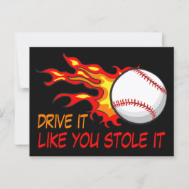 Flygande Baseball Boll i Flames med en fantisk cit Vykort