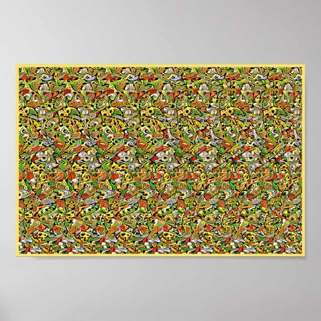 Flygande beck och hennes katt - Gömt 3D-utskrift Poster (Framsidan)