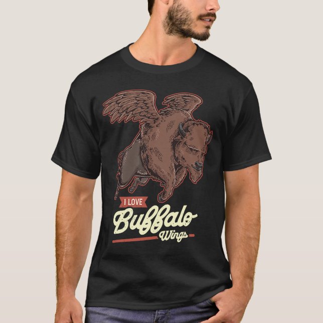 Flygande Bison I Kärlek Buffalo Vingar Hett Vingar T Shirt (Framsida)