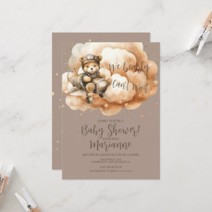 Flygande Björn Baby Shower Glitter Bohemisk Rustik Inbjudningar