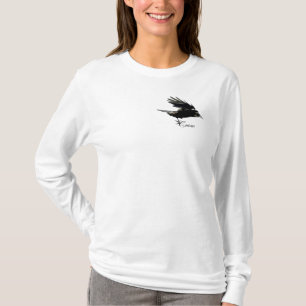 Flygande Black KRÅKA Wildlife Art Shirt Tee