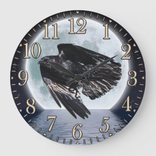 Flygande Black Raven och Full Moon Stor Klocka