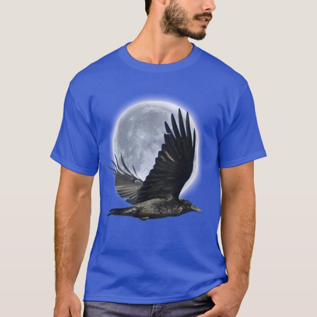 Flygande Black Raven och Full Moon T-Shirt (Framsida)