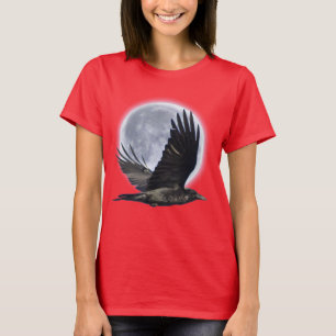 Flygande Black Raven och Full Moon T-Shirt