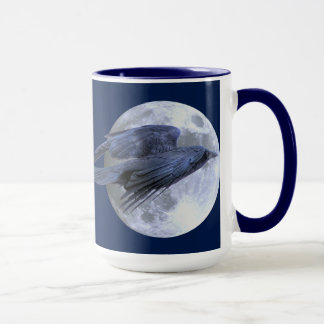 Flygande Black Raven och Måne Goth Wildlife Design Mugg