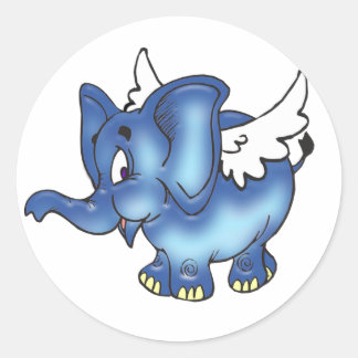 Flygande Blue Elephant Runt Klistermärke