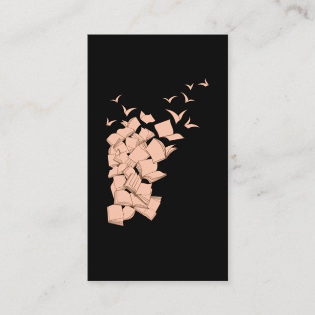 Flygande Bok Birds Bibliotek Bookworm Visitkort (Framsida)