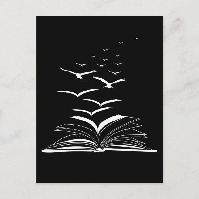 Flygande bokfåglar bibliotek Bokmask Inspiration Vykort (Framsida)