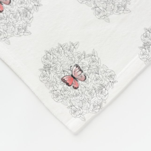 Flygande Butterflies Fleece Blanket med Ro (Hörn)