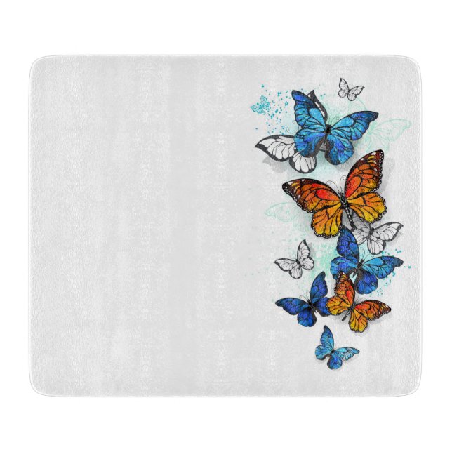 Flygande Butterflies Morpho och Monarch (Framsidan)
