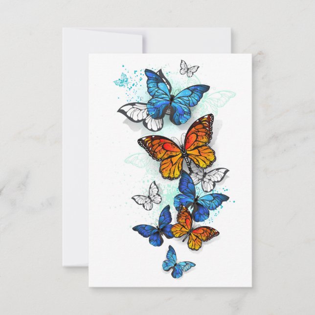 Flygande Butterflies Morpho och Monarch (Framsida)