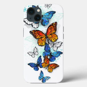 Flygande Butterflies Morpho och Monarch