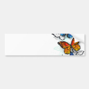 Flygande Butterflies Morpho och Monarch Bildekal
