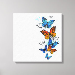 Flygande Butterflies Morpho och Monarch Canvastryck