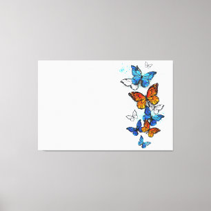 Flygande Butterflies Morpho och Monarch Canvastryck