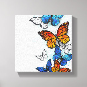 Flygande Butterflies Morpho och Monarch Canvastryck
