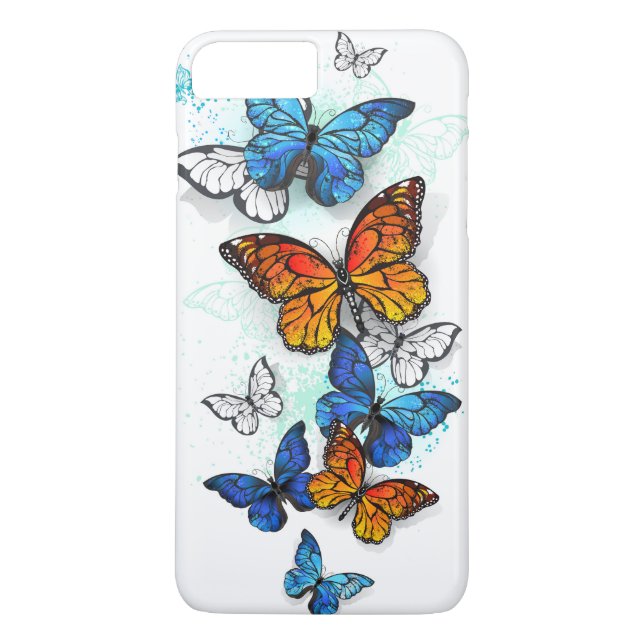 Flygande Butterflies Morpho och Monarch Case-Mate iPhone Skal (Baksida)