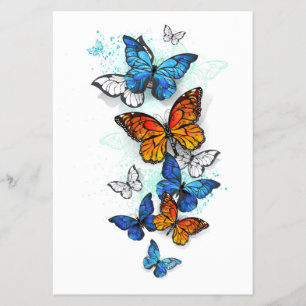 Flygande Butterflies Morpho och Monarch Flygblad