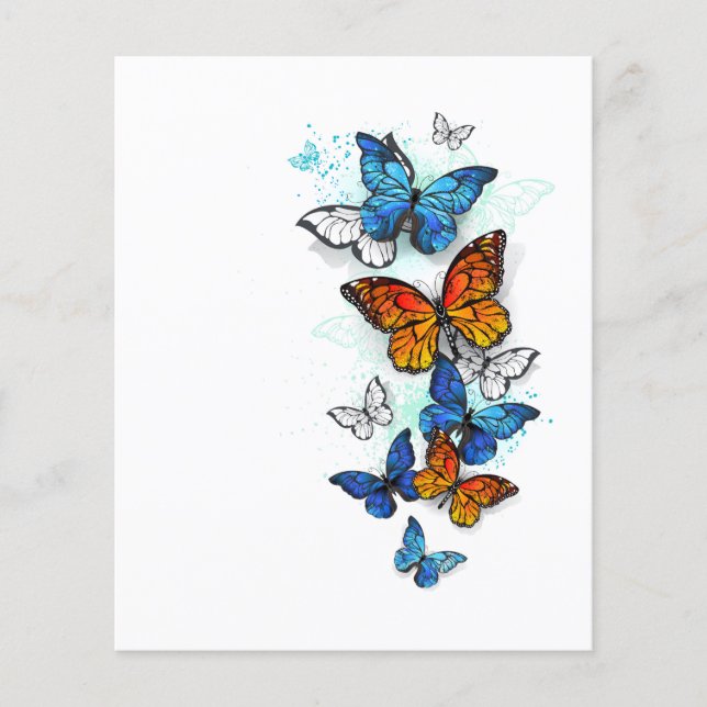Flygande Butterflies Morpho och Monarch Flygblad (Framsidan)