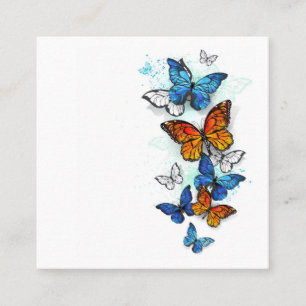 Flygande Butterflies Morpho och Monarch Fyrkantigt Visitkort