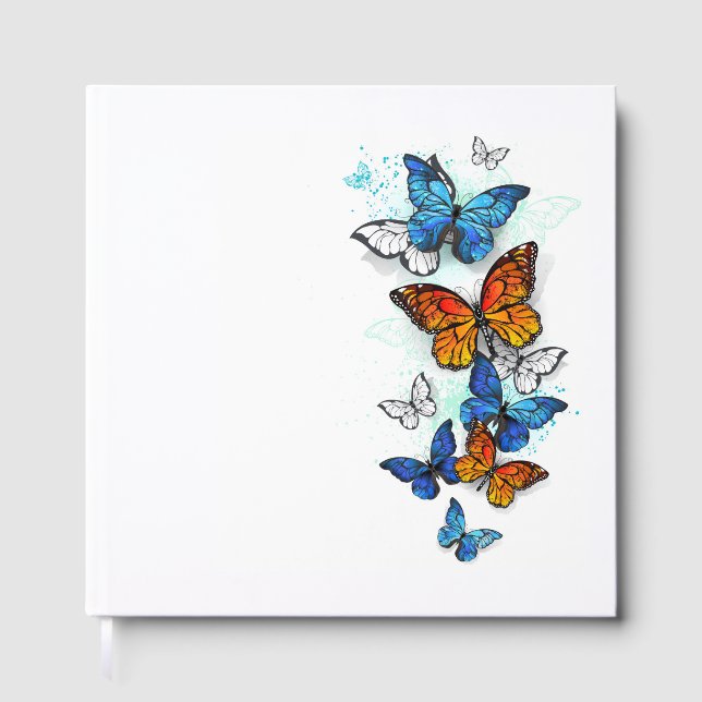 Flygande Butterflies Morpho och Monarch Gästböcker (Framsida)