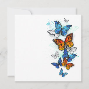 Flygande Butterflies Morpho och Monarch Inbjudningar