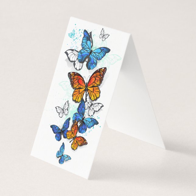 Flygande Butterflies Morpho och Monarch Kort (Framsida)