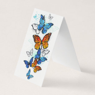 Flygande Butterflies Morpho och Monarch Kort