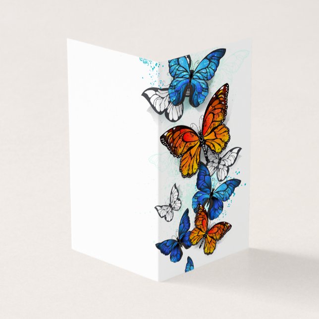 Flygande Butterflies Morpho och Monarch Kort (Utsida)