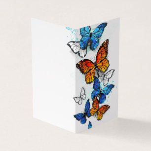 Flygande Butterflies Morpho och Monarch Kort