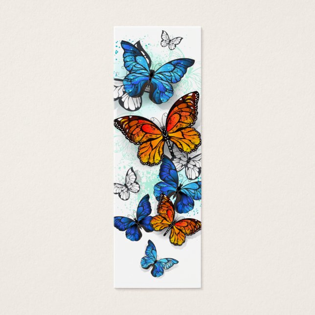 Flygande Butterflies Morpho och Monarch Litet Visitkort (Framsidan)