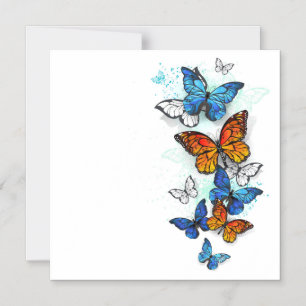 Flygande Butterflies Morpho och Monarch Magnetisk Inbjudningskort