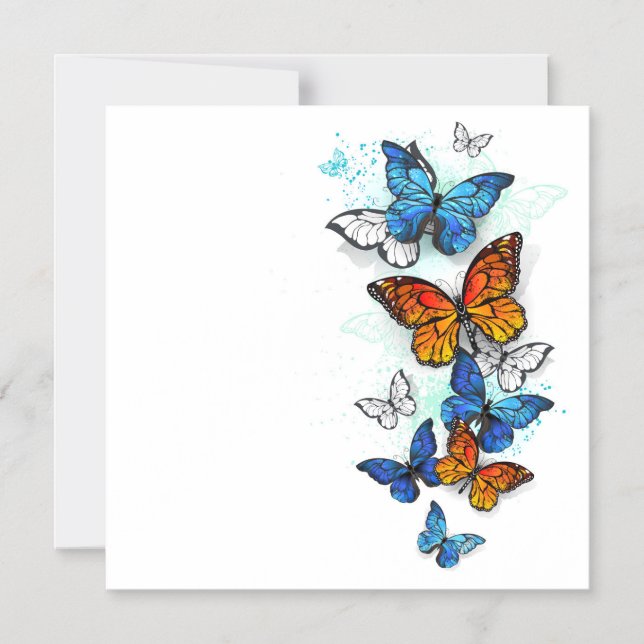 Flygande Butterflies Morpho och Monarch Magnetisk Inbjudningskort (Framsida)
