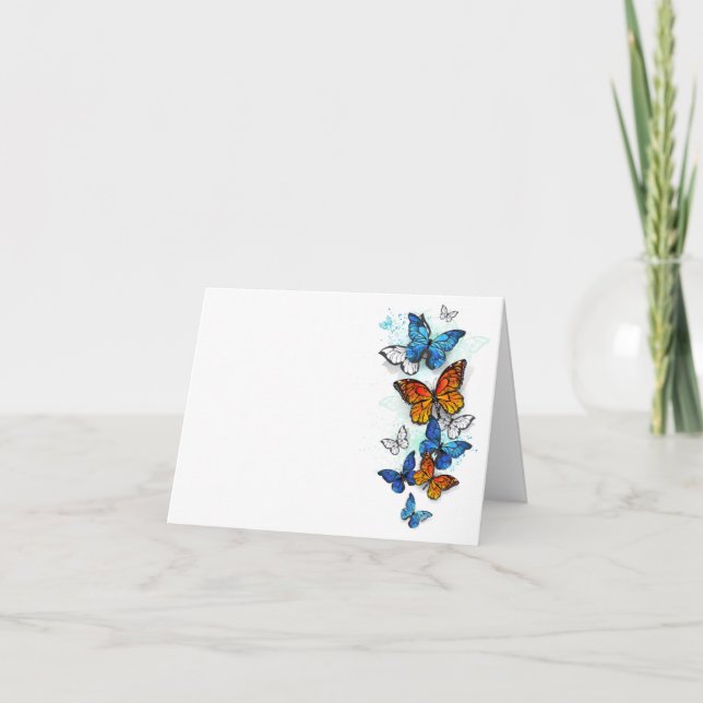 Flygande Butterflies Morpho och Monarch Meddelande (Framsida)