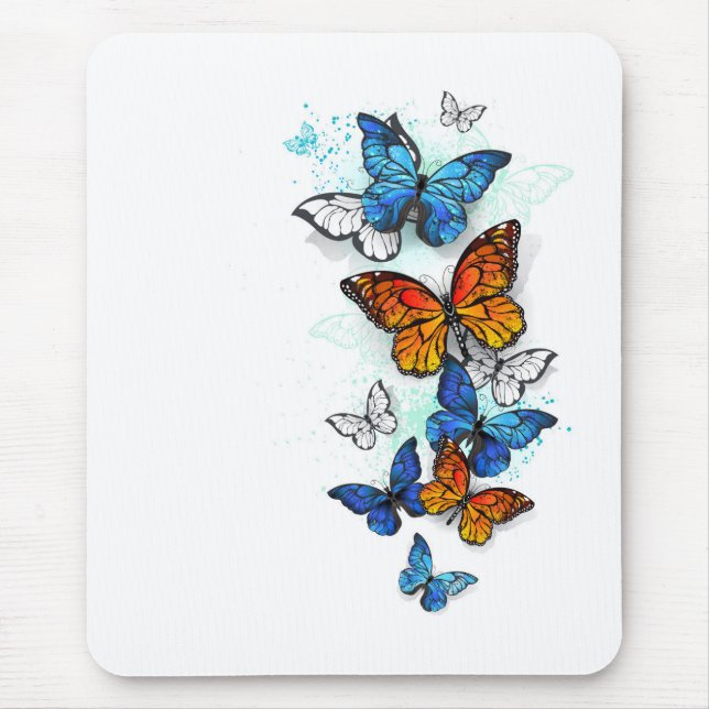 Flygande Butterflies Morpho och Monarch Musmatta (Framsidan)