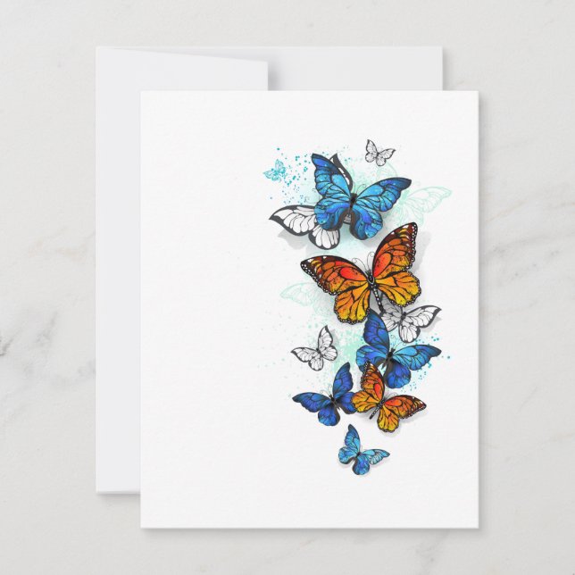 Flygande Butterflies Morpho och Monarch OSA Kort (Framsida)