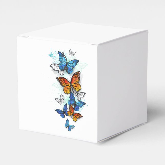 Flygande Butterflies Morpho och Monarch Presentaskar (Framsidan Sidan)