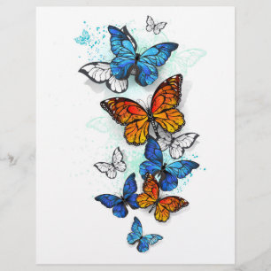 Flygande Butterflies Morpho och Monarch Reklamblad