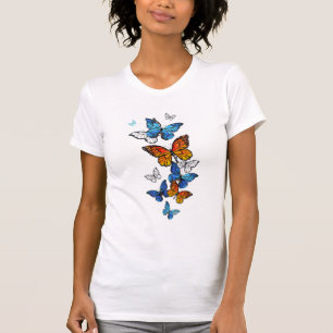 Flygande Butterflies Morpho och Monarch T Shirt