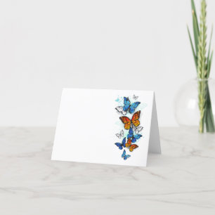 Flygande Butterflies Morpho och Monarch Tack Kort