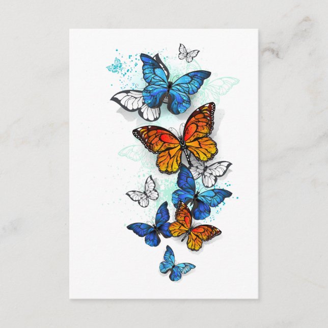 Flygande Butterflies Morpho och Monarch Tilläggskort (Framsida)