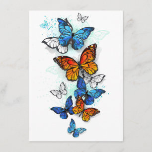 Flygande Butterflies Morpho och Monarch Tilläggskort