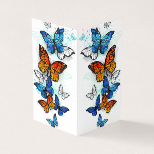 Flygande Butterflies Morpho och Monarch Visitkort