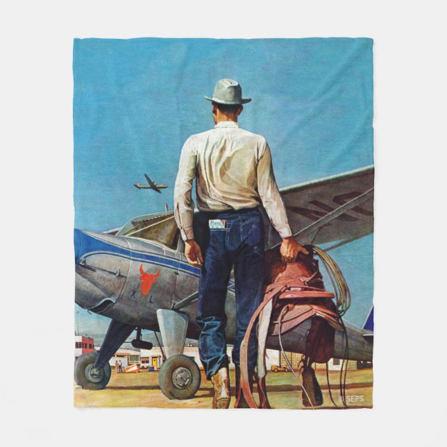 Flygande Cowboy av Mead Schaeffer Fleecefilt (Framsidan)