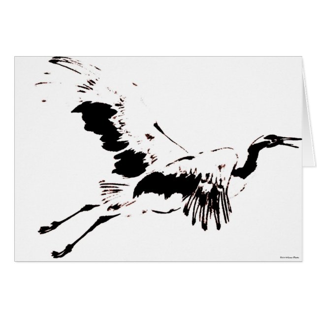 Flygande Crane-kort Hälsningskort (Framsidan Horizontal)