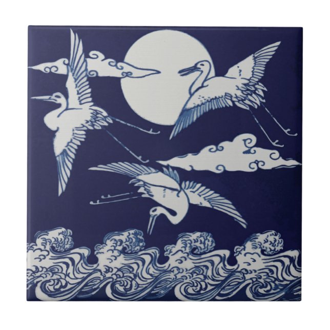 Flygande Crane Tile - Christopher Dresser Kakelplatta (Framsidan)