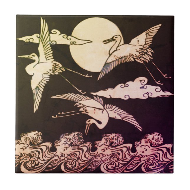 Flygande Crane Tile - Christopher Dresser  Kakelplatta (Framsidan)