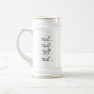 Flygande Dachshund grått white stein w guld trim Sejdel